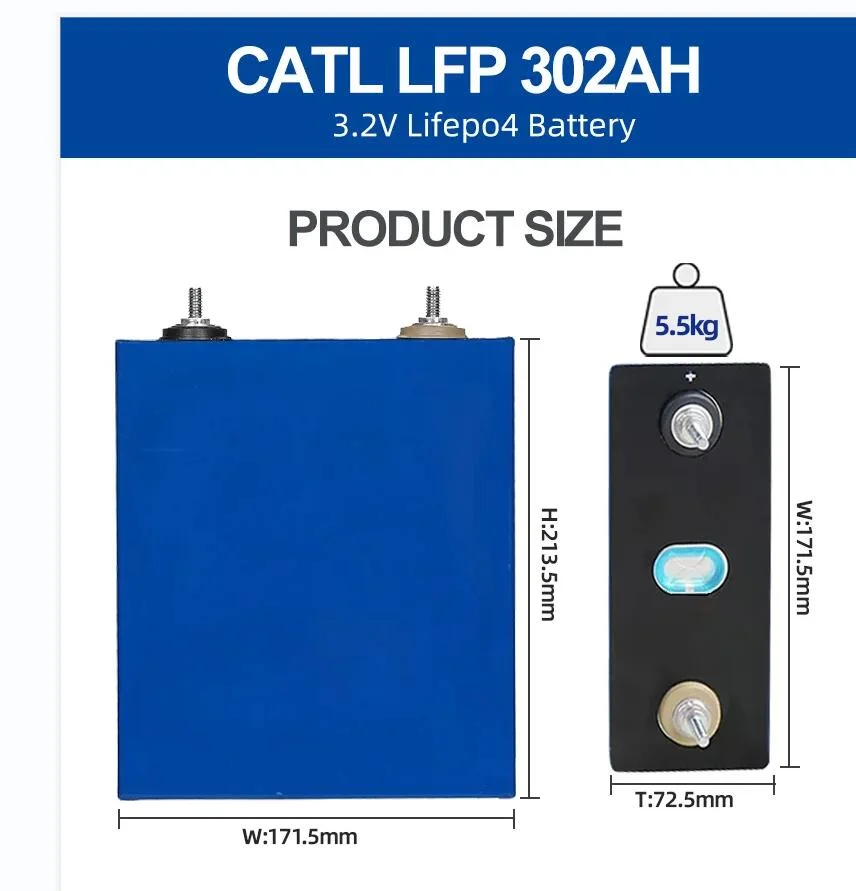 Grade a LiFePO4 Battery Cell 302ah for Solar Power System Prismatic Battery