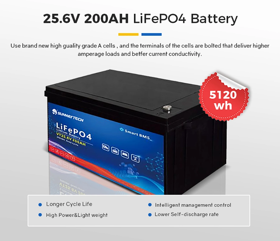 China Sunway Best Price LiFePO4 Solar Batteries Ion 24V 200ah Lithium Battery