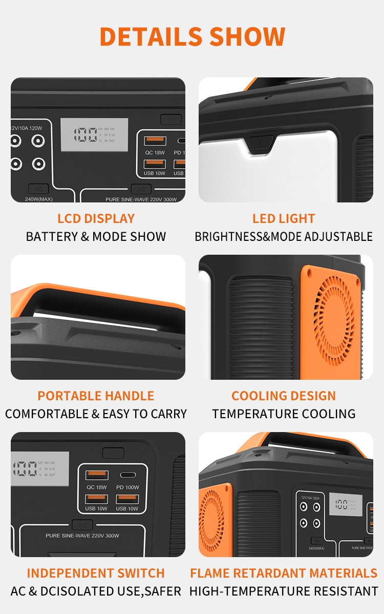 Mobile Lithium Battery Power Station 300W Portable Energy Storage Power Supply