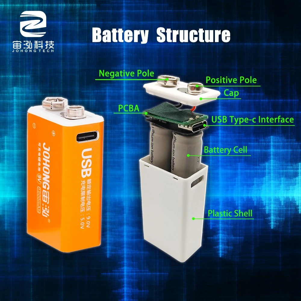 9V 1000mwh Recycling Square Battery for Massager Medical Equipment