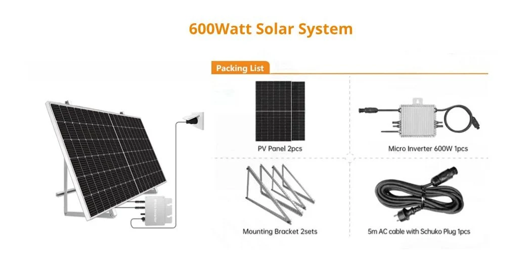 Solar Energy Solution with Photovoltaic Panel Micro Inverter 800W Roof Balcony Mounted Power Station