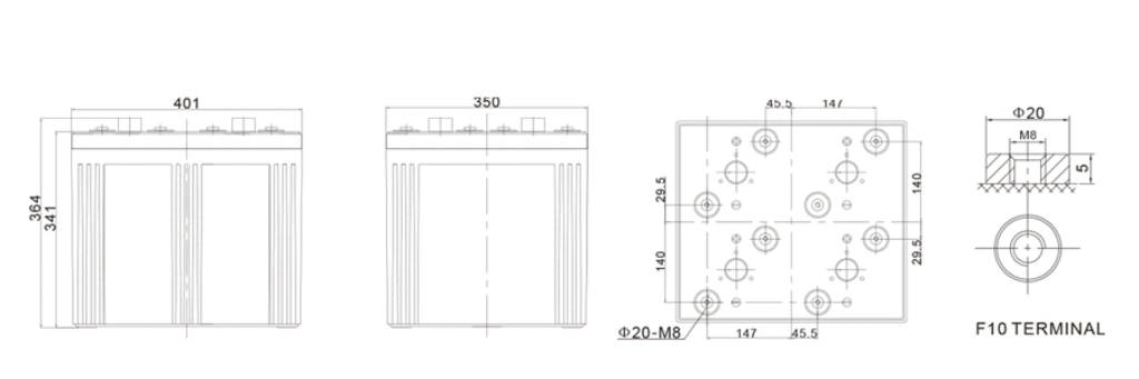 400ah Battery Solar Batteries AGM Battery 2V 400ah for Medical Equipment