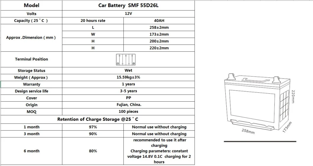 Support Custom Logo/Brand/Material Japanese Jis Cars/Vehicle 450 Cca 50 Ah 55D26L N50Zl Best Auto Battery For Medical Vehicles