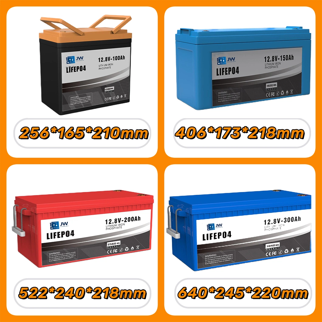 Jaway LiFePO4 5 Years Warranty 12V 24V 6ah 7ah 20ah 75ah 200ah 100ah 50ah 300ah Battery for RV Solar 12 Volt Lithium Battery 50ah