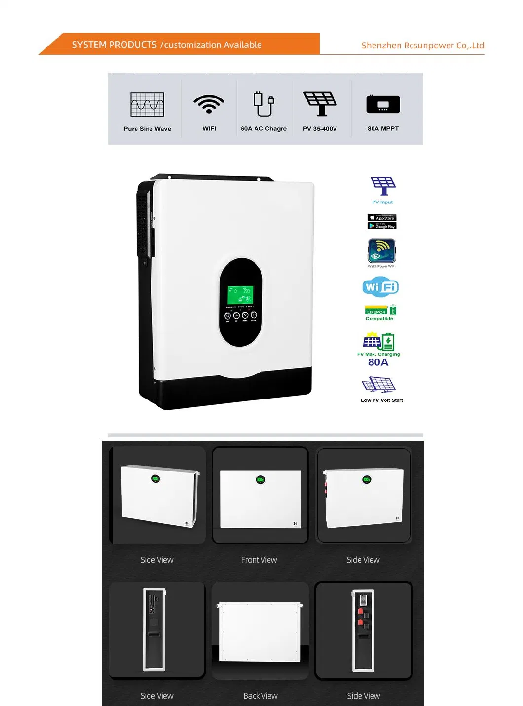 RV Golf Cart 12V 24V 36V 48 Solar LiFePO4 Lithium Battery