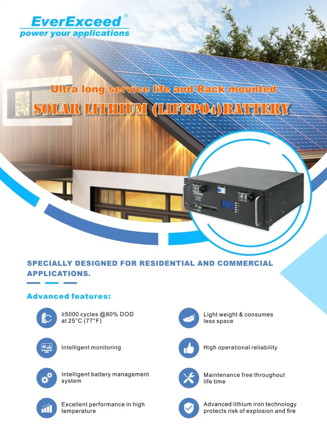 51.2V 200ah 10kwh Rack Mount Type LiFePO4 Lithium Battery Module with Smart BMS for Solar Energy Storage System of Home Office