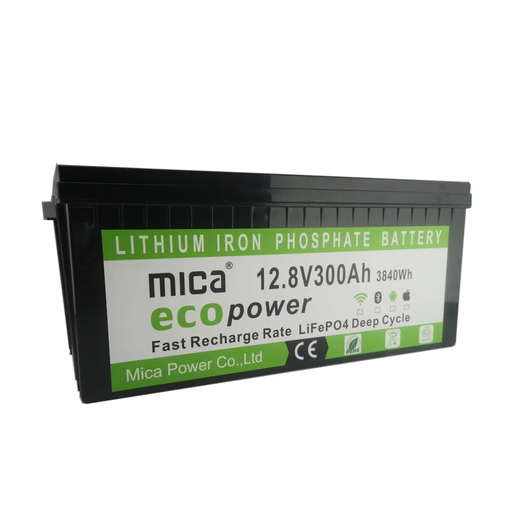 Mica Manufacture Supplier Rechargeable Lithium 12.8V 300ah LiFePO4 Battery 256wh for Golf Cart/Solar LED Light Solar LiFePO4 Battery