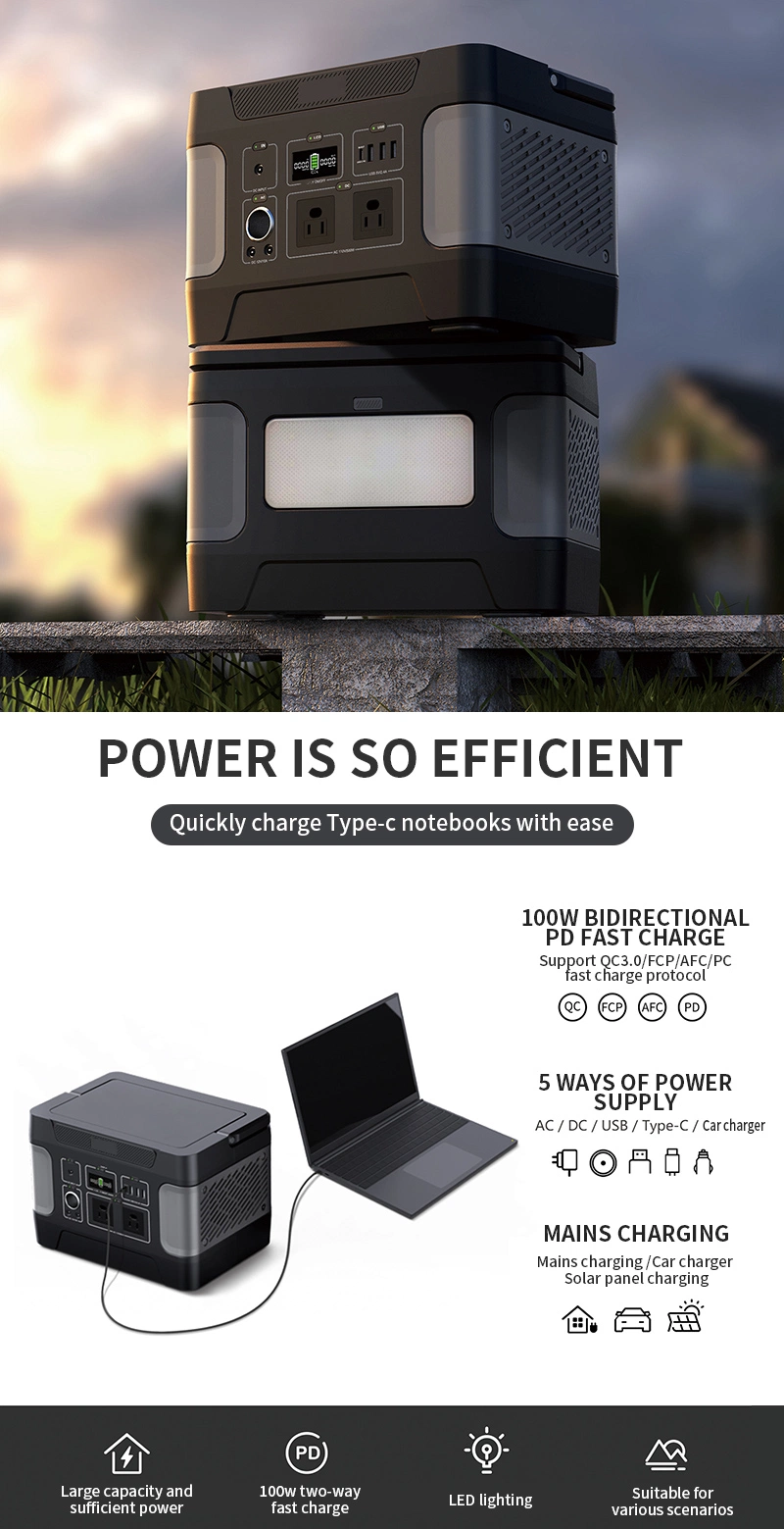 Home Outdoor Camping 600W Rechargeable Solar Generator LiFePO4 Solar Battery Power Station