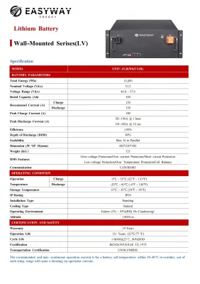 48V Lithium Solar Battery 51.2V 300ah IP54 with Free Repair