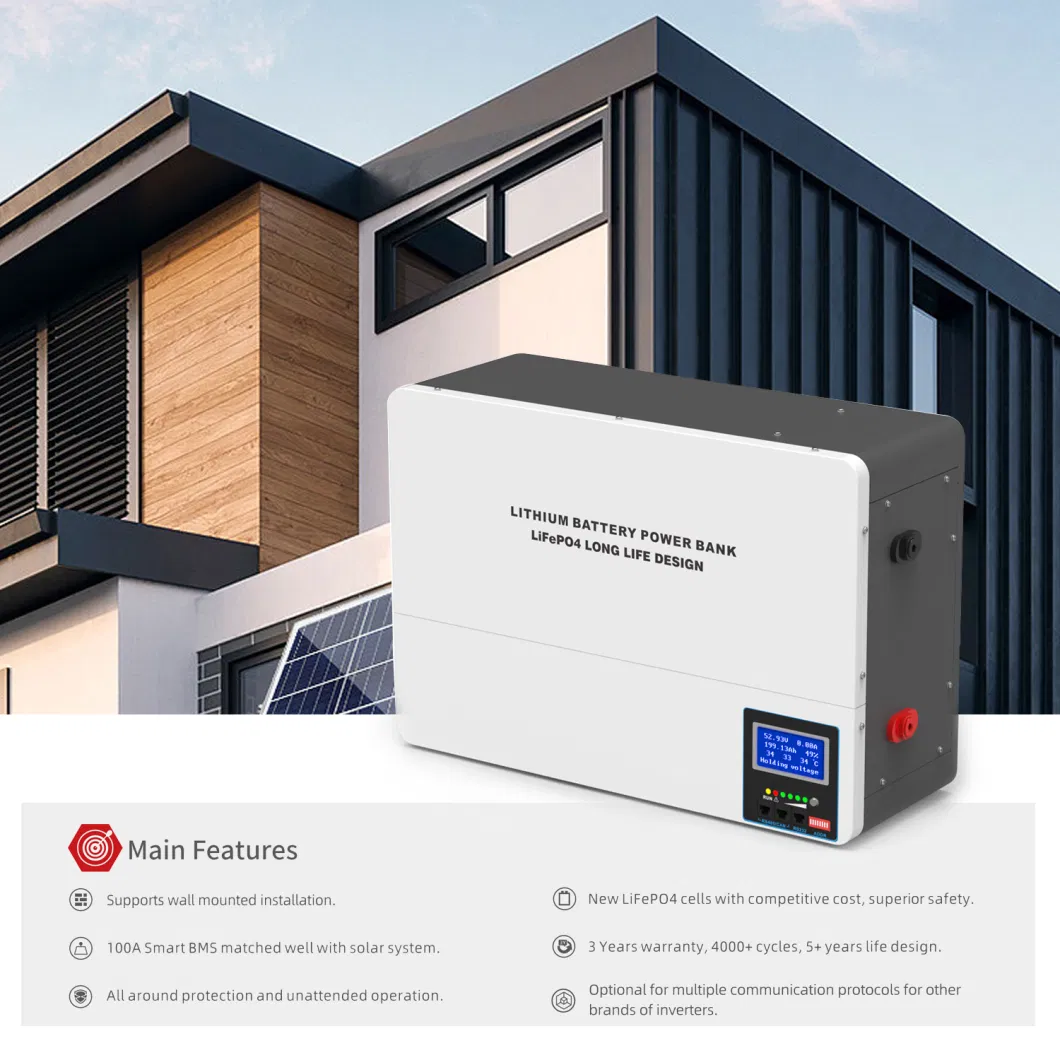 Smart BMS Solar Power System for Home Energy Storage Lithium Ion Battery