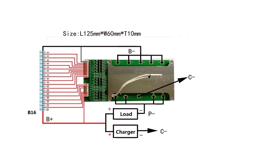 LiFePO4 Power Battery Protectio Circuit Board 16s 3.2V BMS 60A Discharging Current