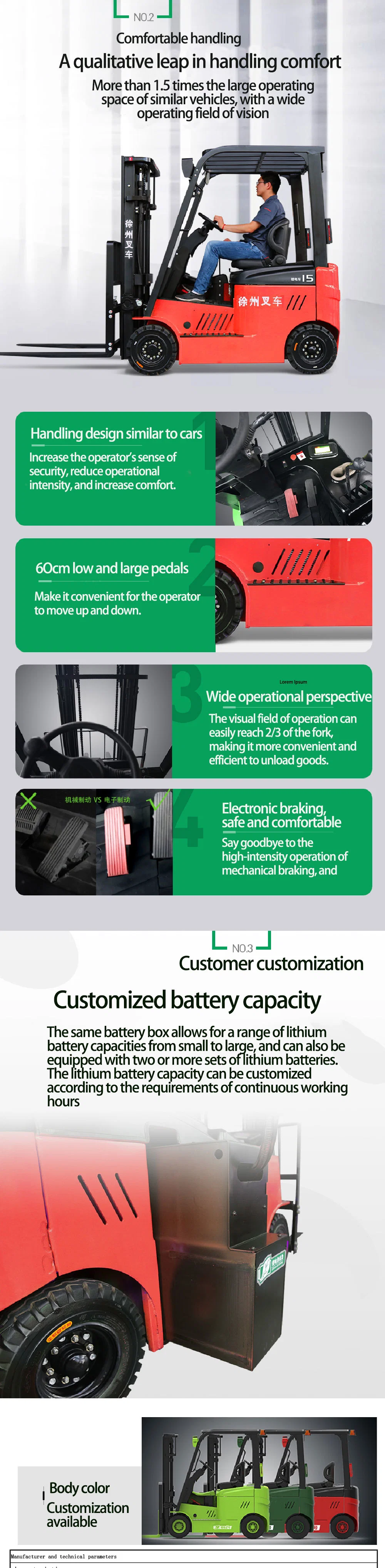 2t 48V High-Performance Lithium-Ion Electric Forklift