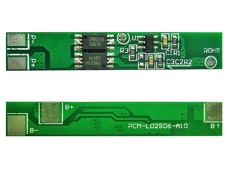 2s 6A BMS for 7.2V 7.4V Li-ion/Lithium/Li-Polymer 6V 6.4V LiFePO4 Battery Pack Size L40*W7*T2mm (PCM-L02S06-A10)