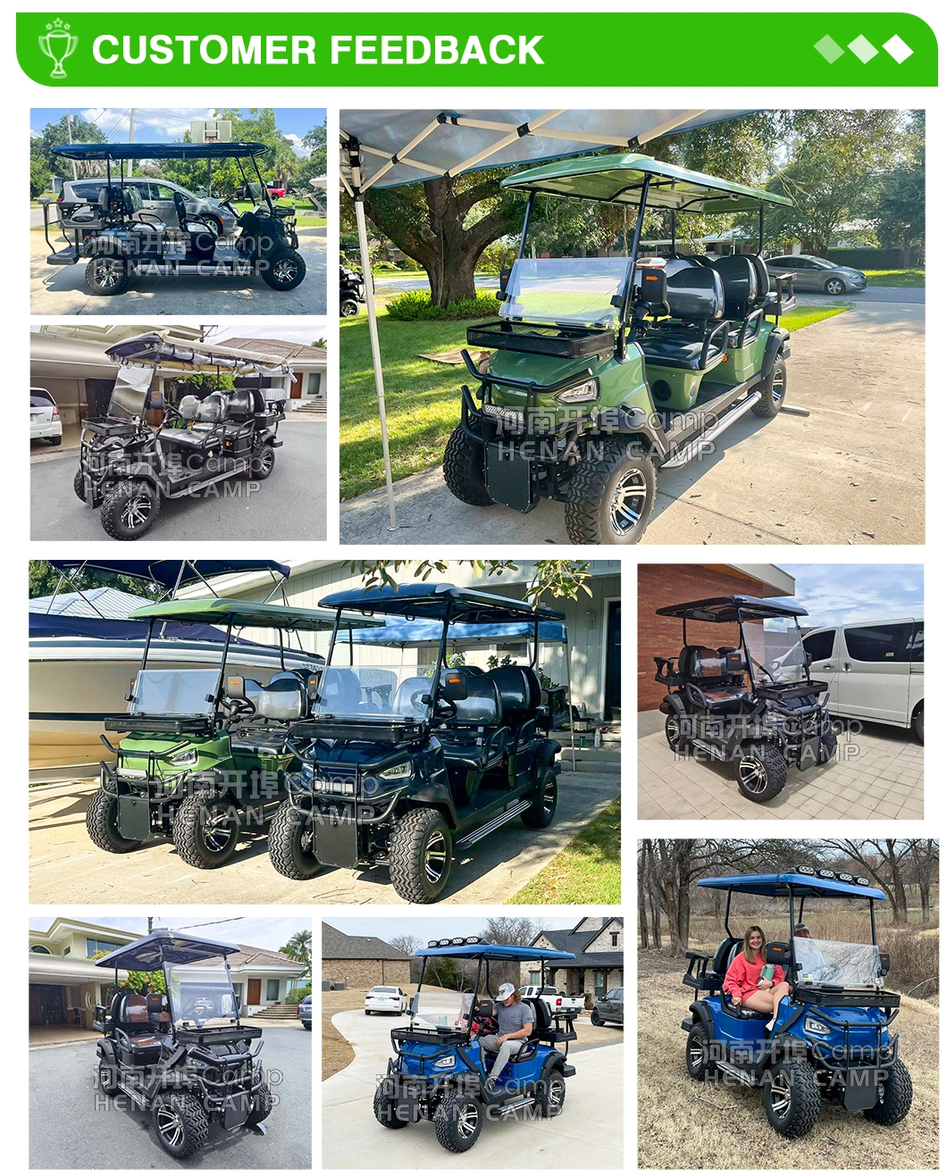 Camp New 4 Seater Electric Golf Carts off Road Golf Buggy with Lithium Battery