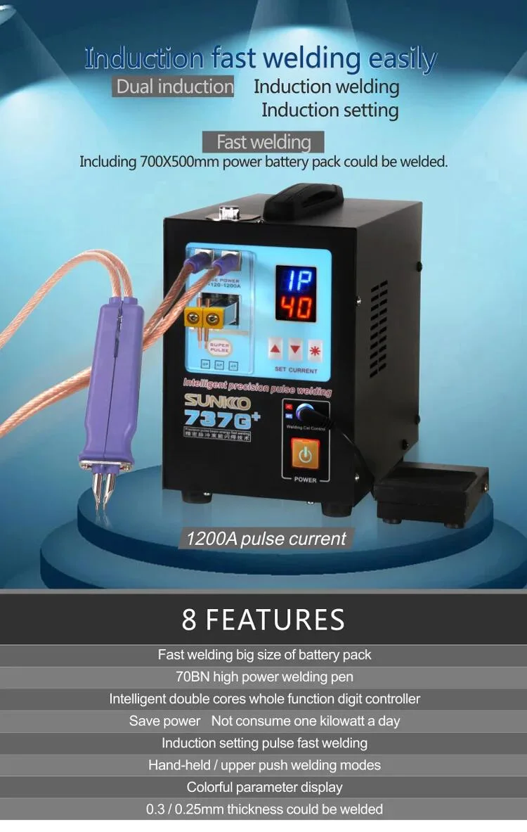 New Arrival Sunkko 737g+ 220V Battery Spot Welder 0.35mm Battery Welding Machine English Panel Battery Spot Welder