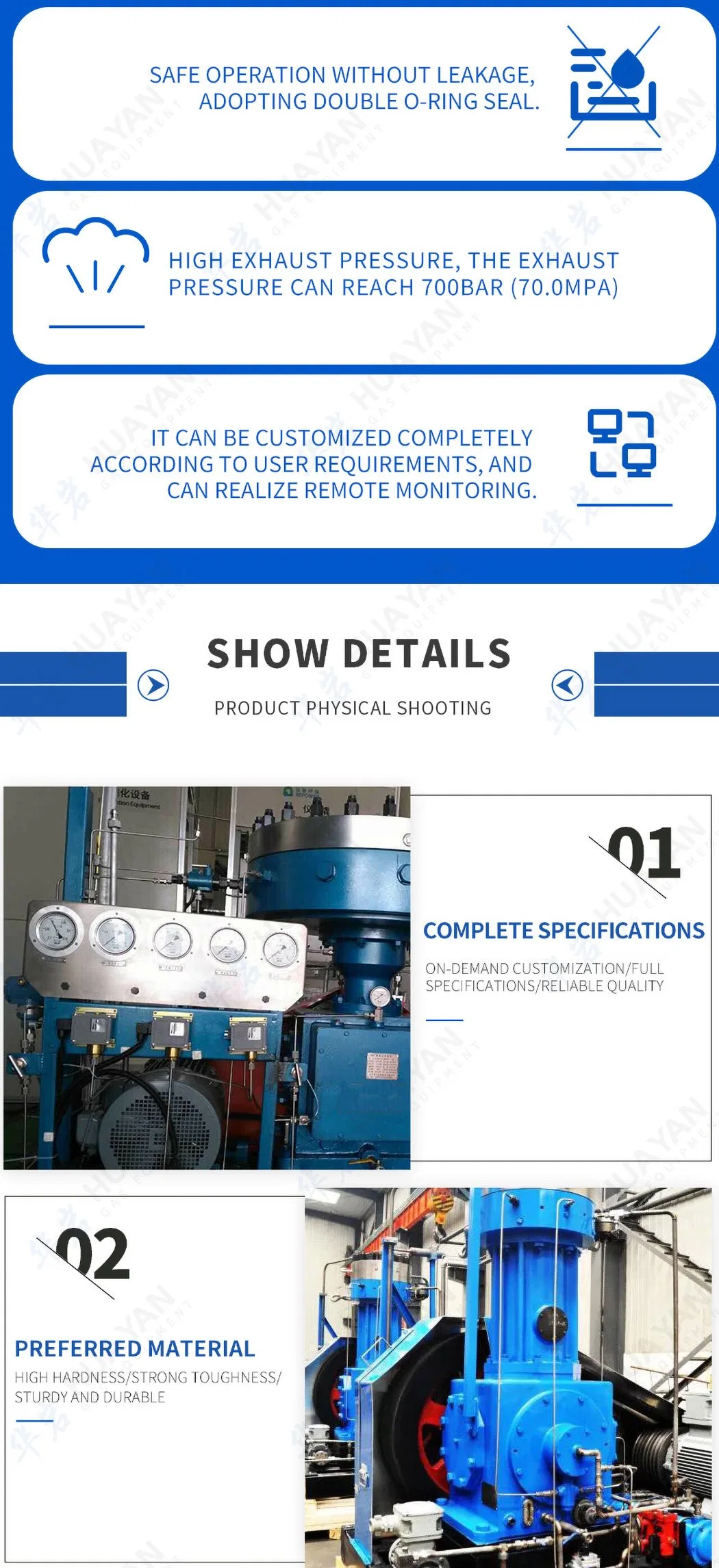 High Pressure 5.5kw Oil Free Small Carbon Dioxide Air Hydrogen Diaphragm Compressor for Sale