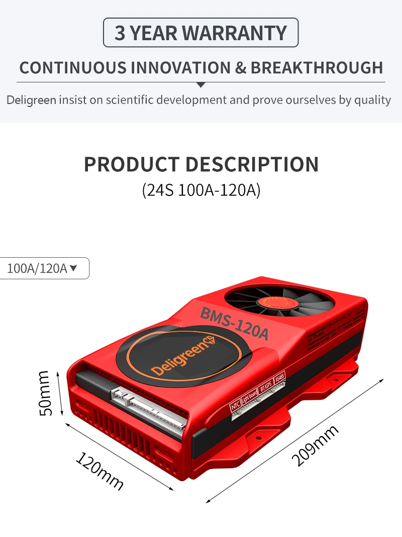 Daly 24s 120A BMS for Li-on E-Bike LiFePO4 Battery Pack BMS with Fan