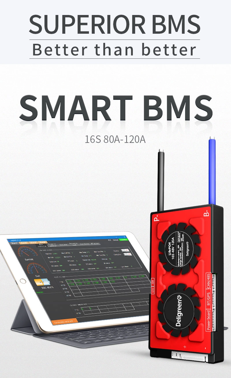 LiFePO4 BMS 16s 48V 80A 100A 120A for 3.2V LiFePO4 Battery Protection Board 16s BMS Waterproof PCM PCB