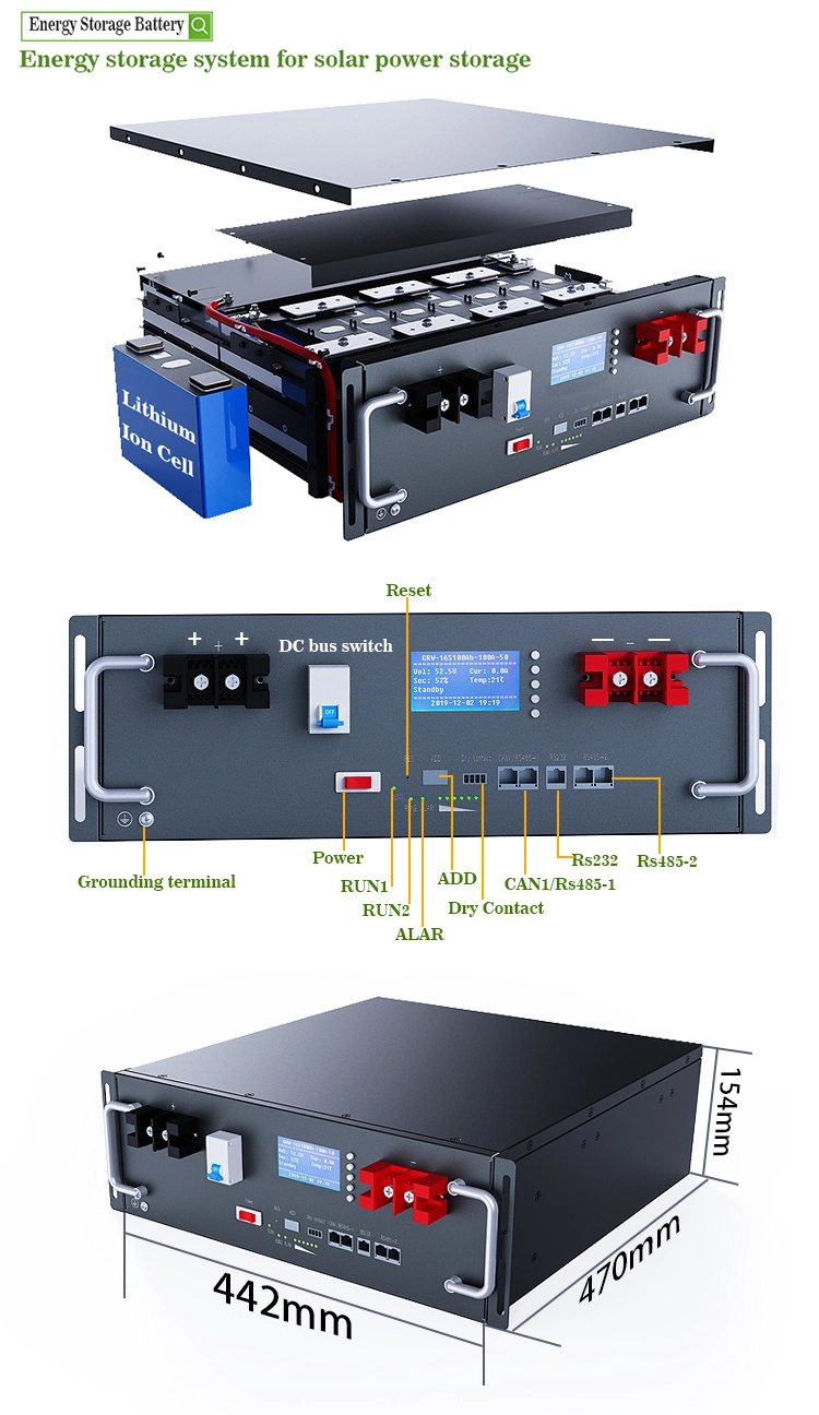 Deep Cycles 5kw 10kw LiFePO4 Batteries 51.2V 48V 300ah 100ah 200ah BMS Lithium Ion Energy Storage Solar Battery Packs