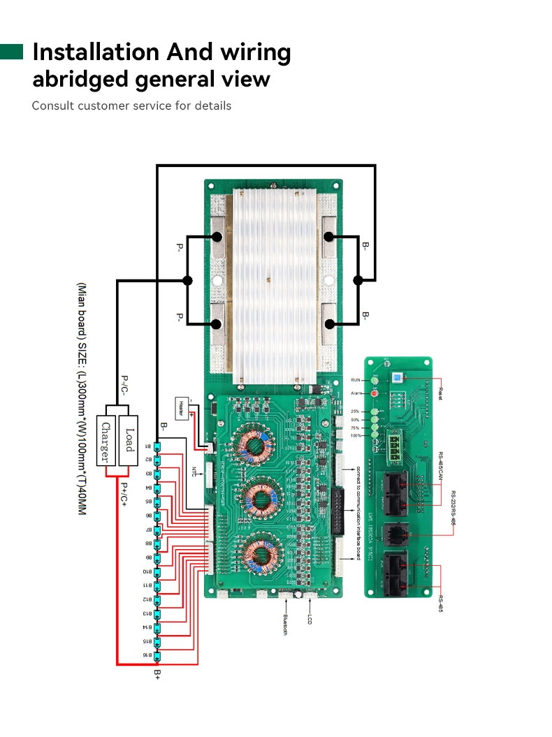 Smart PCB BMS Battery Repair Function 5-16s 100A 200A 300A Energy Storage Home 16s BMS for 36V Li-ion LiFePO4 Battery Pack