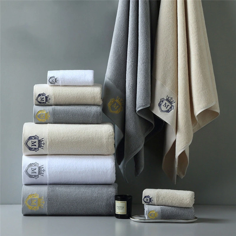 OEM Manufacturer Custom Logo Towel 32s Pure Cotton White Egyptian Cotton Hand Towels Bath 100% Cotton Towel Set for Hotel SPA