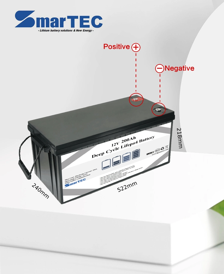 Camping RV Solar Battery 12V 200ah LiFePO4 Lithium Iron Phosphate with Bluetooth Monitoring