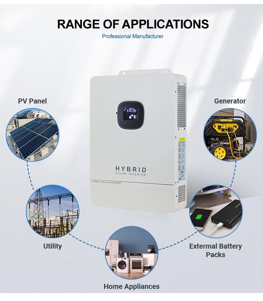 Solar Hybrid Inverters 3kw 5kw Hybrid Split Single Phase Grid-Tie Inverter 15kw Solar Inverter with Inbuilt Battery