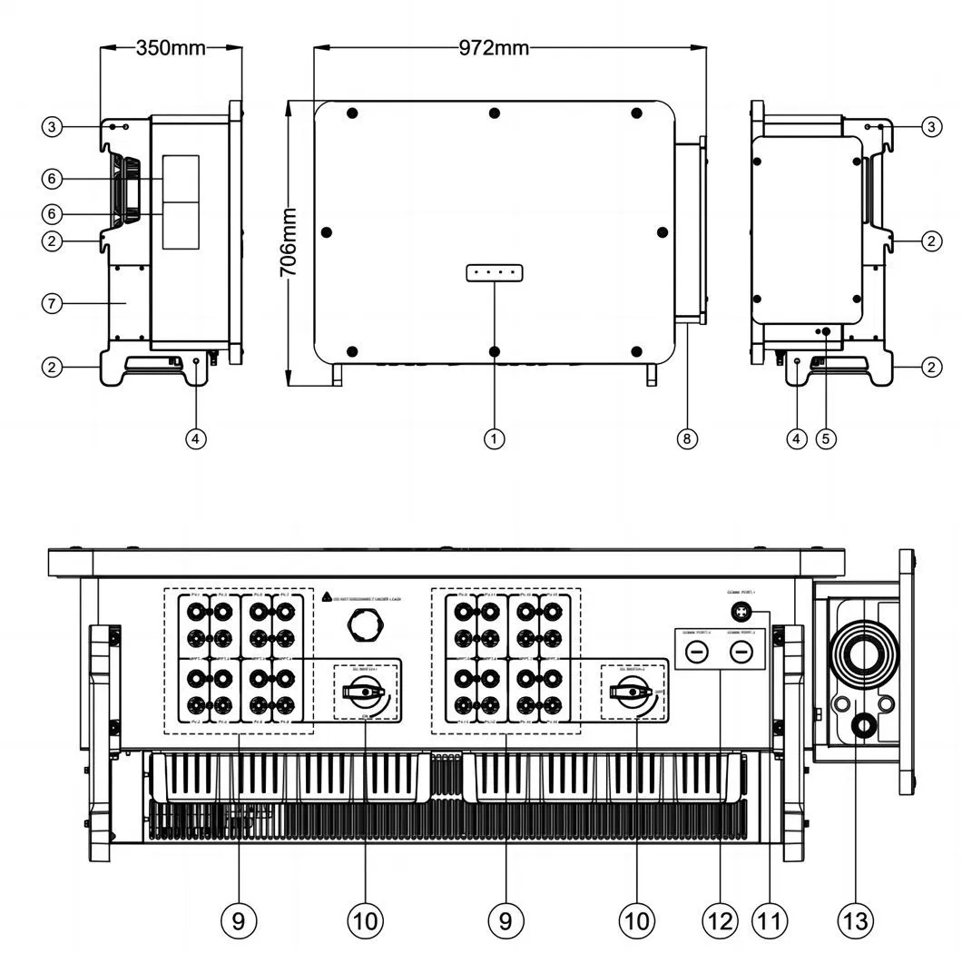 Green Storage Photovoltaic Battery Inverter Factory China 110kw3 Phase on Grid Solar PV Inverter