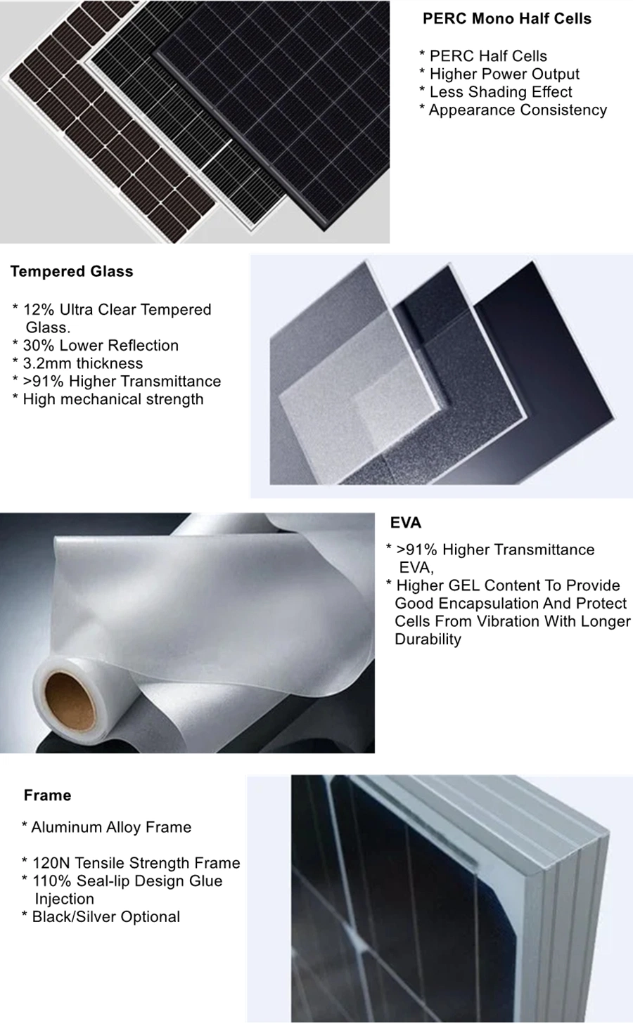 450W High Efficiency Solar Energy PV Modules Full Cell Monocrystalline Solor Panels