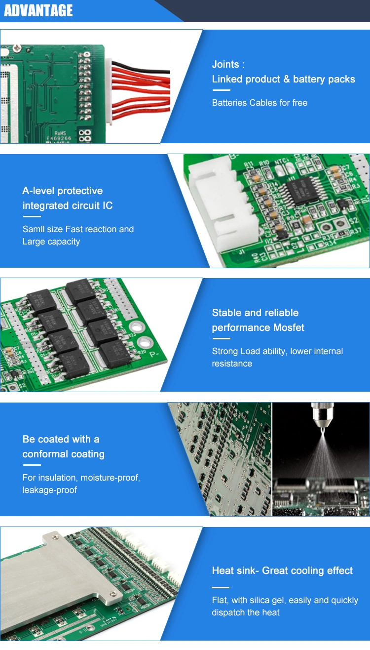 Lithium Ion Multilayer 20A 40A 60A PCB 4s 8s 10s 20s 24s 36V BMS LiFePO4