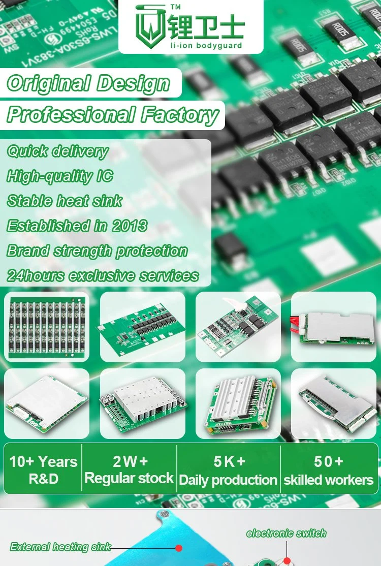 Factory Provide Small Size I2c Communication 3s/4s/5s/10s Battery BMS