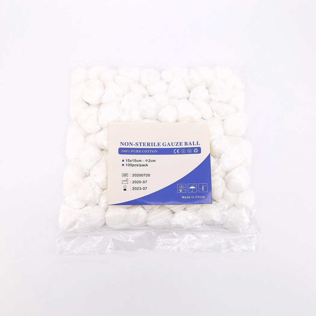 Medical Surgical Disposable 40s/32s/21s 100% Cotton Absorbent Gauze Ball for Absorbing Exudates and Wounds