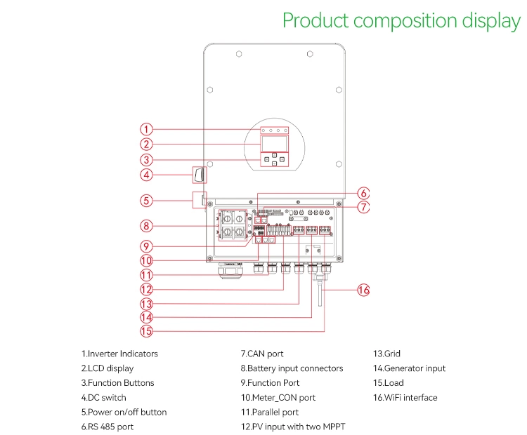 Lead-Acid or Lithium-Ion Matched Single Phase 8kw Hybrid Inverter Deye