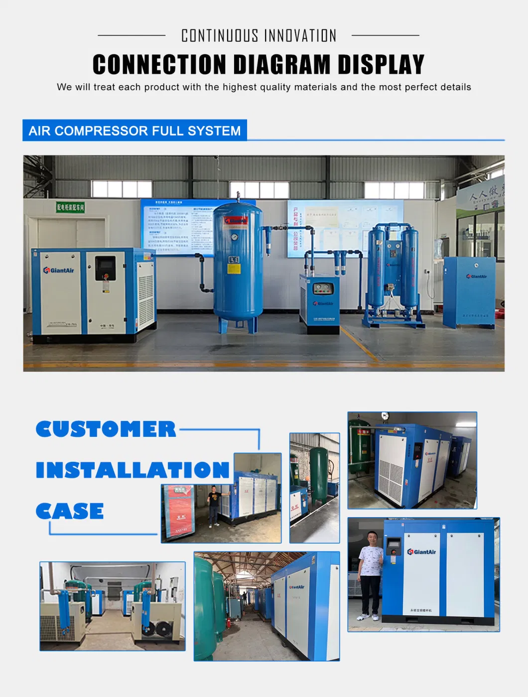 China Outstanding Low Pressure Industrial Electric Small Silent Rotary Screw Air Compressor 7.5kw 10HP Price on Sale