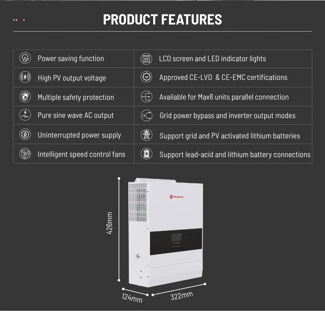 Chisage 5kVA off Grid Inverter with Parallel Function High Voltage 500V