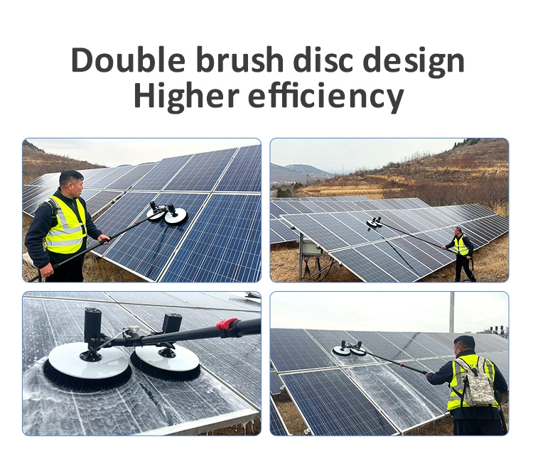 Cleaning Optimal Energy Efficiency Double Head Rotating Solar Panel Cleaning Brush