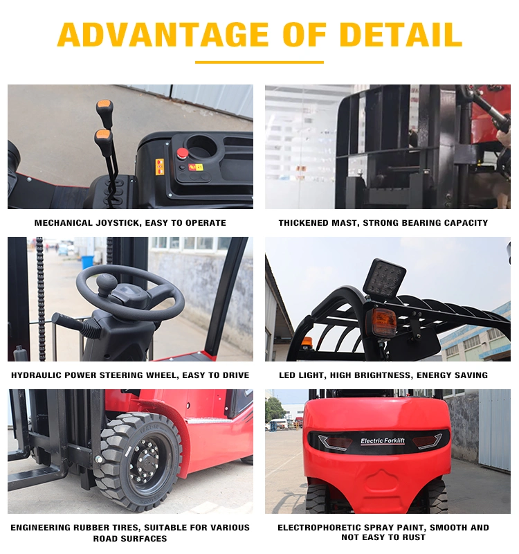 Electric Forklift Batteries 1.5 Ton 2ton Electric Hydraulic Forklift with Lithium-Ion Battery Forklift Powerful