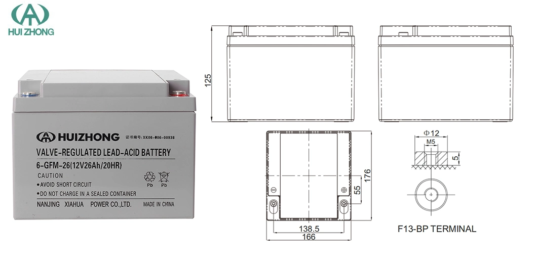 Deep Cycle Lead Acid Battery 12V 26ah AGM Home Power Battery Storage