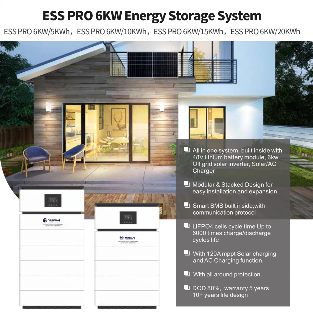 All in One Hybrid Inverter with Lithium Ion Batteries Pack for Home Energy Storage System