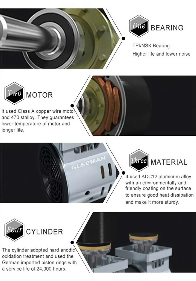 Lightweight Small and Low Noise DC Air Compressor for Battery Pulse Oxygen Generator