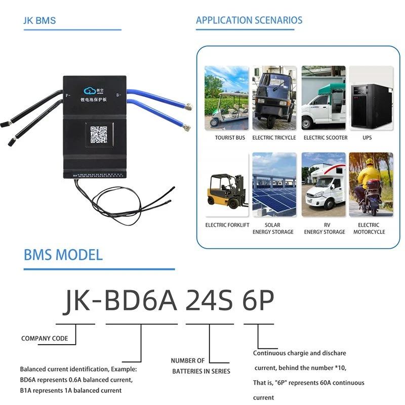 Jk Smart BMS Board LiFePO4 Active Balance 8s 16s 20s Battery Management System 80A 100A 150A 200A