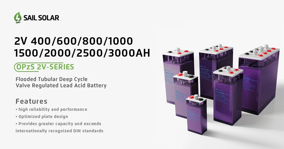 Sail Solar Opzs Battery Energy Storage 2V600ah 800ah for Electrical Power System