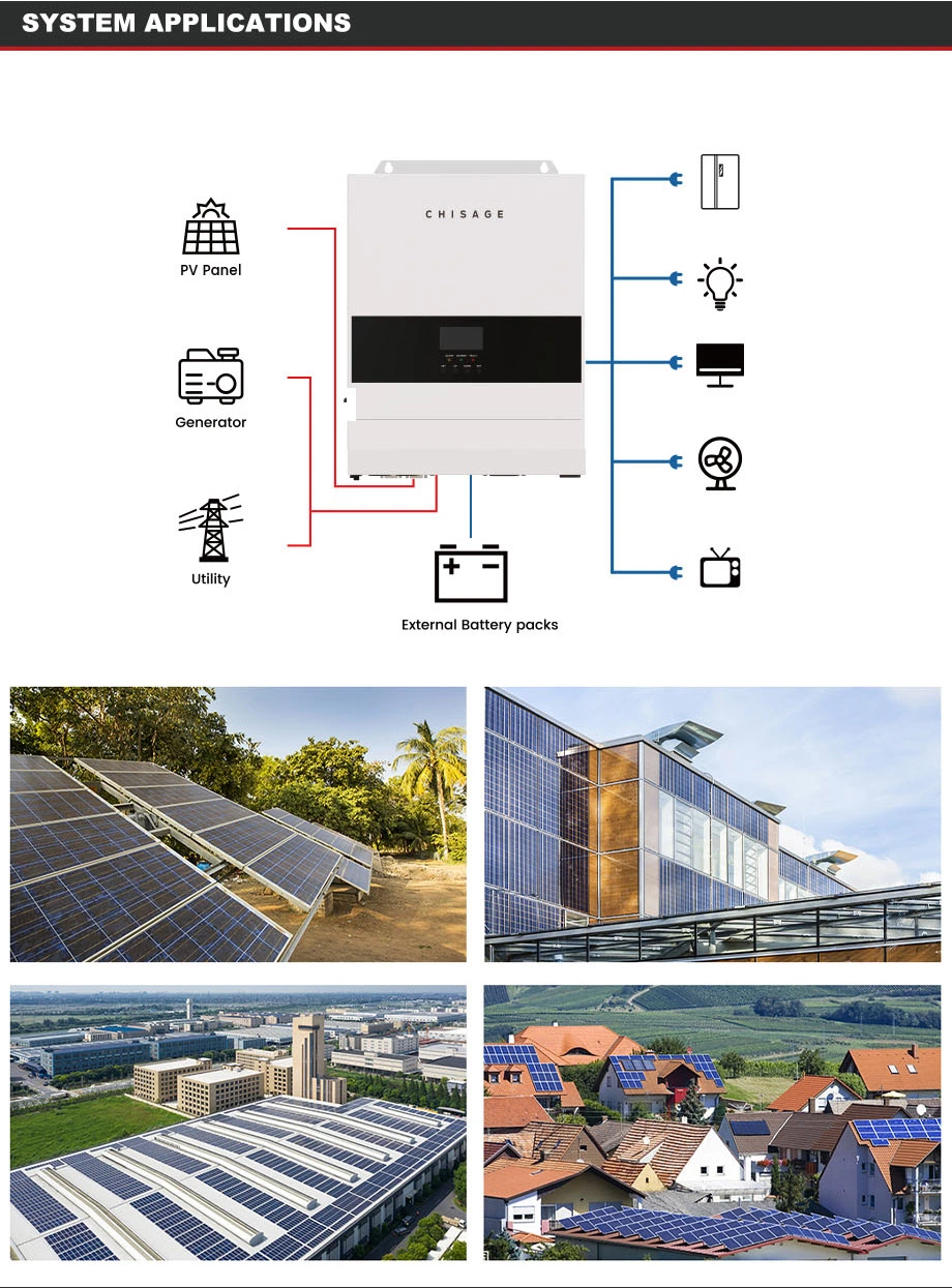 Chisage Ess 5kw off Grid Hybrid Inverter High Voltage 500V for Household