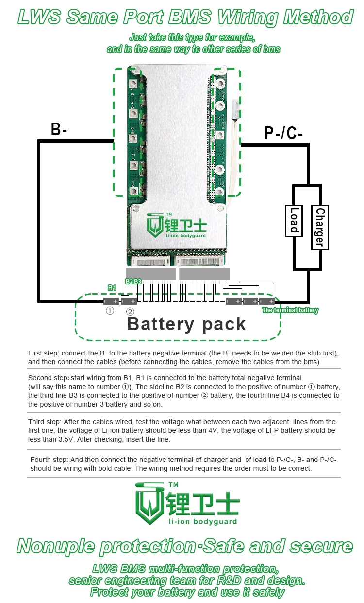 Factory Provide Small Size I2c Communication 3s/4s/5s/10s Battery BMS