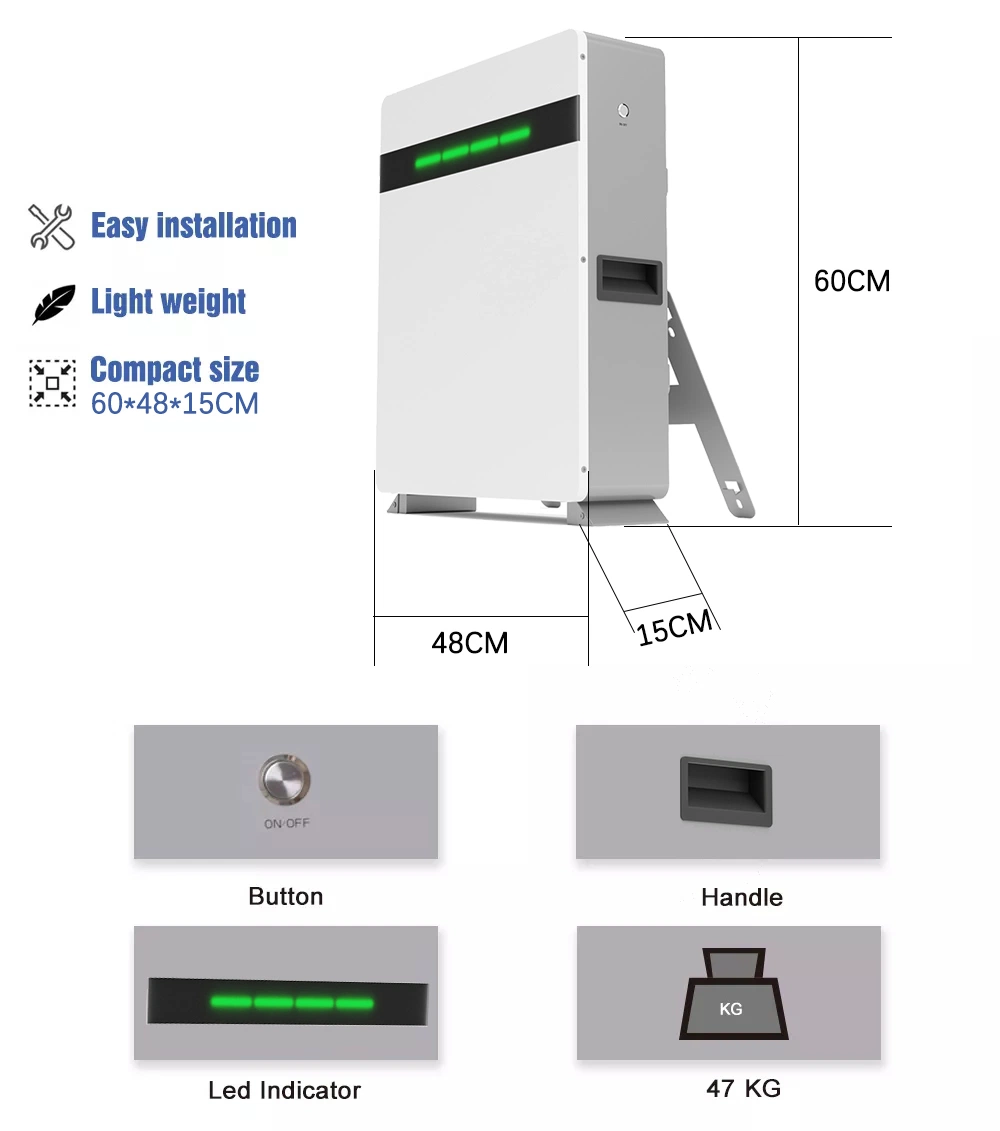 Long Life Solar Battery Lithium Iron Phosphate 51.2V 100ah BMS 5kw Solar Power Storage