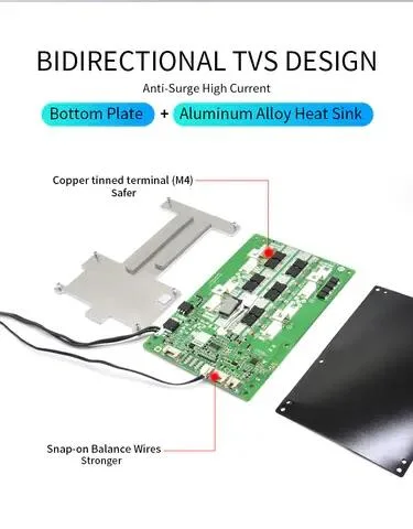 Jbd 3s 4s 7s 8s 14s 16s 17s 20s 21s 24s 28s BMS Board 48V 36V 24V 12V LiFePO4 Battery Balance BMS 60A 80A 100A 120A