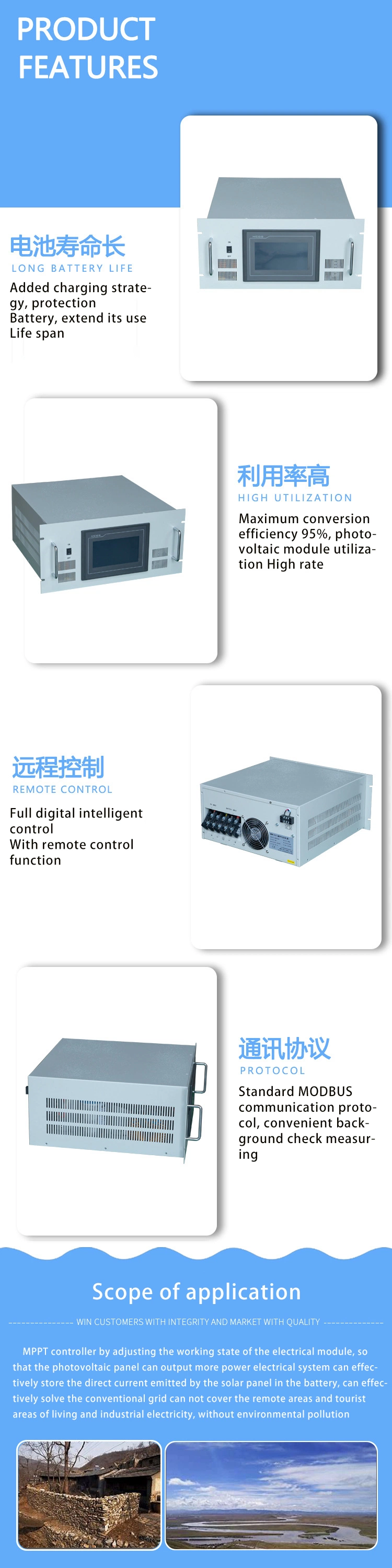 120A PV Power 6000W Charge Controller MPPT Smart 48V Auto High Voltage Max PV 500V WiFi Solar Controller