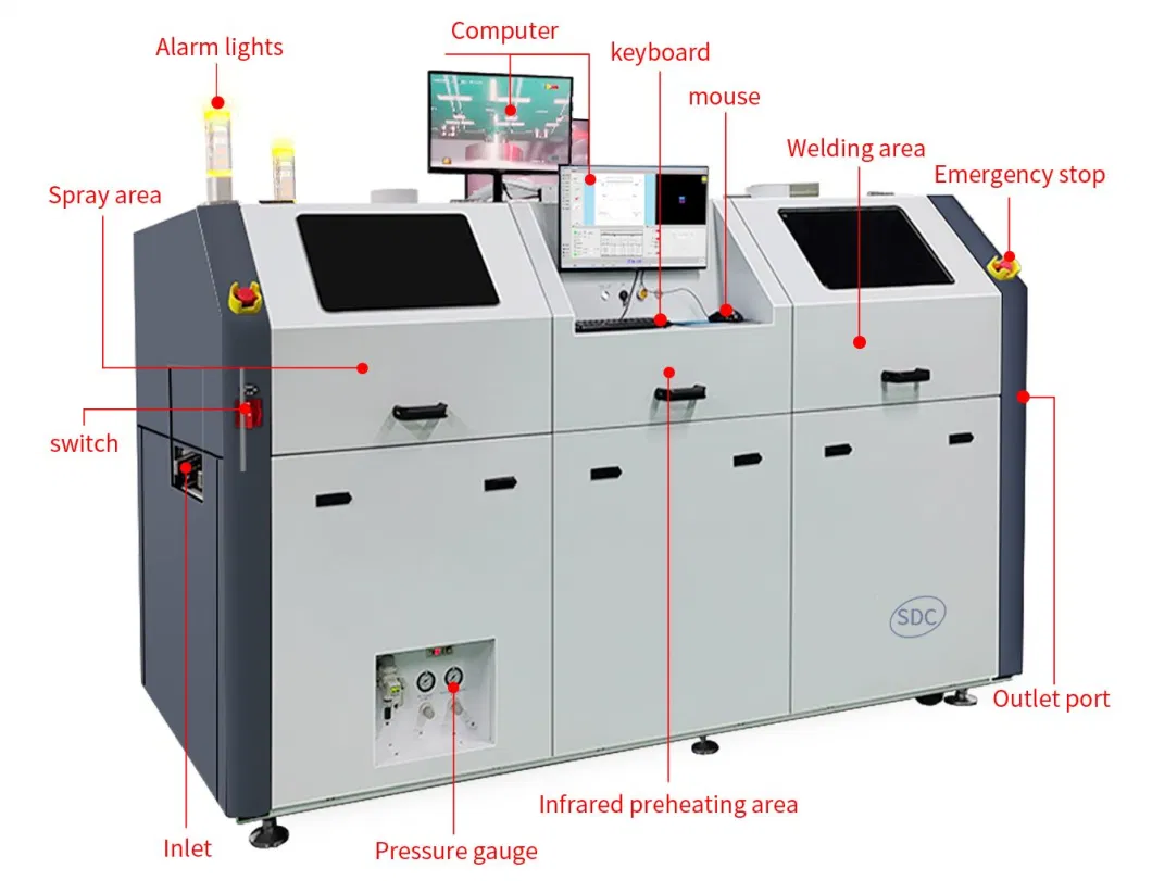 Sdc Automation Selective Wave Soldering Machine PCB Flux Sprayer DIP Soldering (AS-350C)