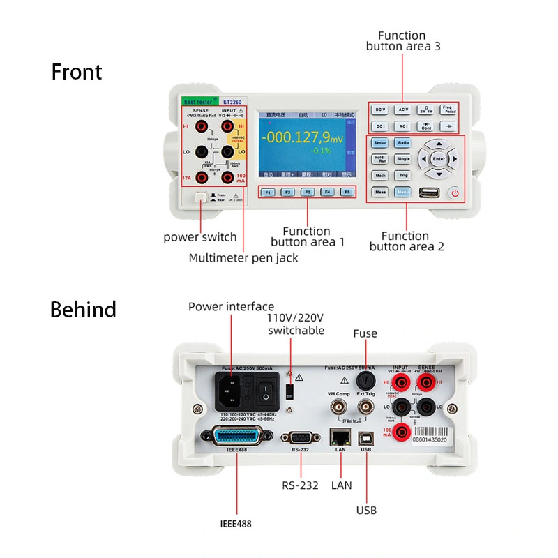 Et3260 6 1/2 Digits 12A High Precision Current Measurement Bench Tester Digital Multimeter