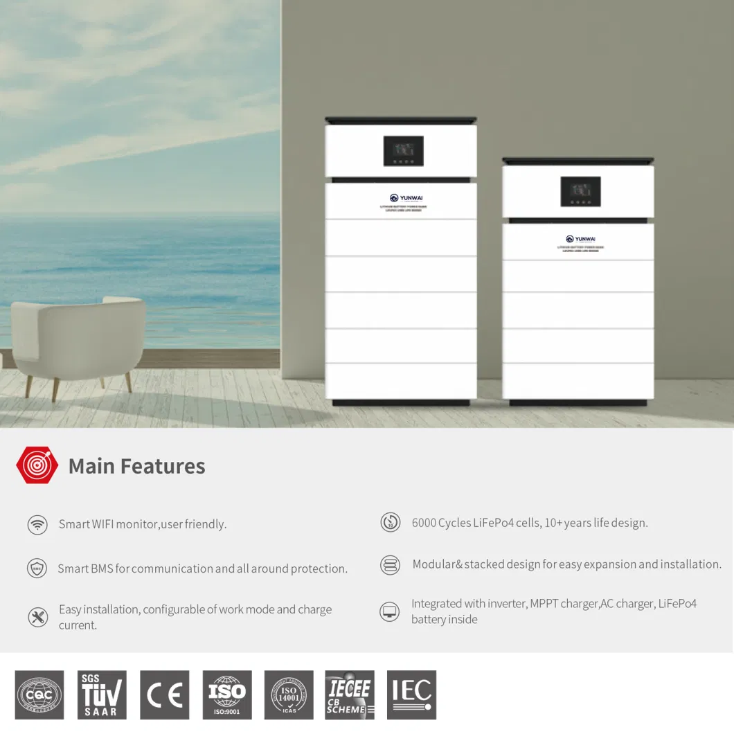 All in One Hybrid Inverter with Lithium Ion Batteries Pack for Home Energy Storage System